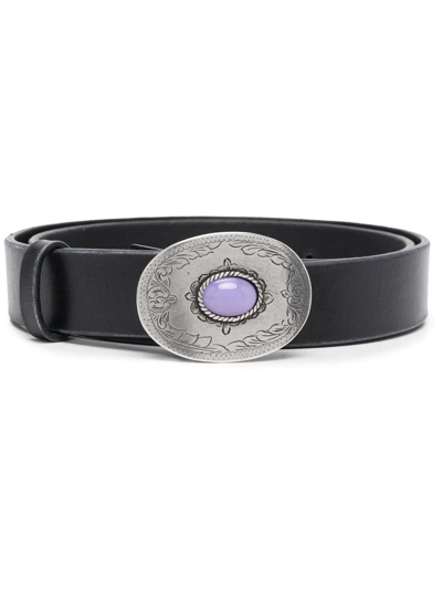 Golden Goose Gemstone-embellished Leather Belt In Schwarz