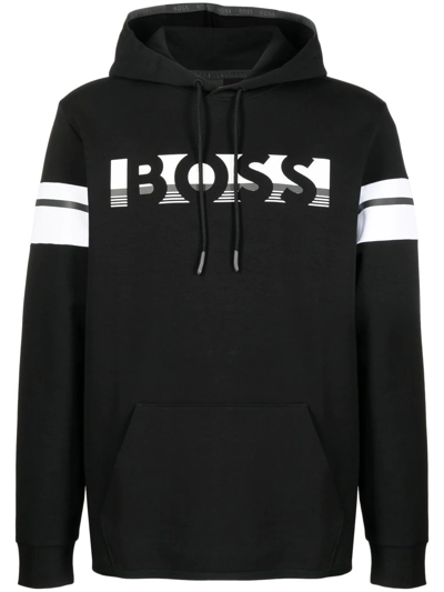 Hugo Boss Logo-print Hoodie In Black