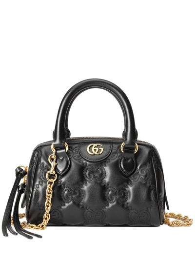Gucci Small Gg Matelassé Top-handle Bag In Schwarz