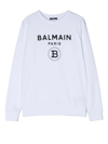 Balmain Logo-print Long-sleeve Sweatshirt In Weiss