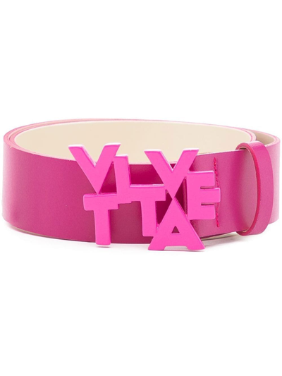 Vivetta Logo-buckle Leather Belt In Rosa