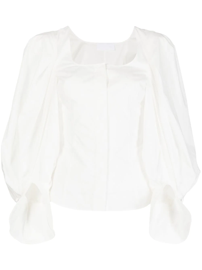 Mame Kurogouchi Square-neck Puff-sleeve Blouse In Weiss