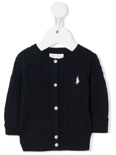 Ralph Lauren Babies' Polo Pony Cable-knit Jumper In Blue