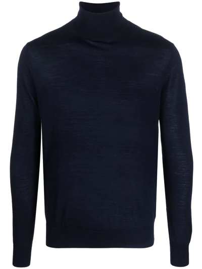 Ballantyne Ribbed-knit Roll-neck Jumper In Navy