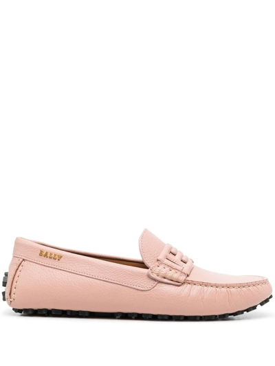 Bally Logo-plaque Leather Loafers In Rosa