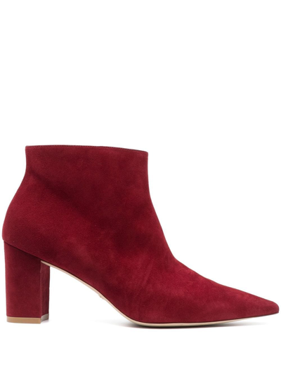 Stuart Weitzman Sue 绒面皮高跟及踝靴 In Red