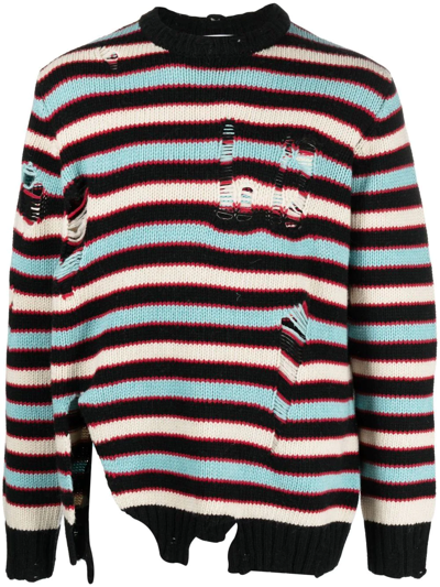 Charles Jeffrey Loverboy Distressed-effect Striped Jumper In Multicolor