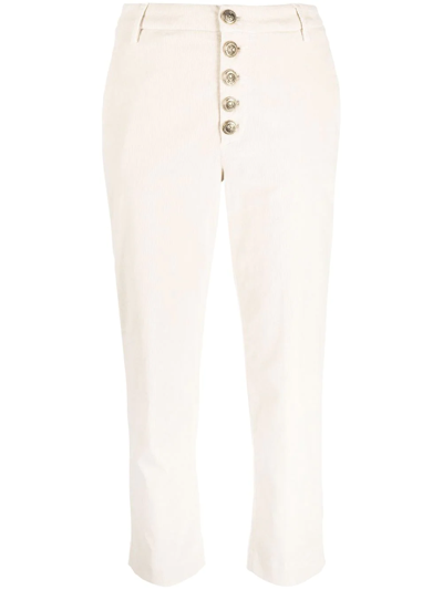 Dondup Straight-leg Cropped Buttoned Trousers In Pink