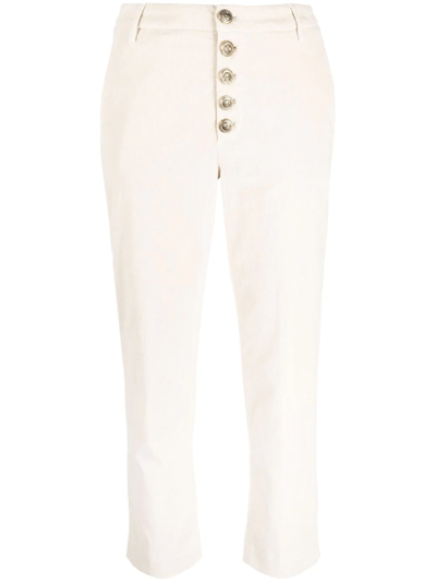 Dondup Straight-leg Cropped Buttoned Trousers In Malva