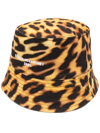 Stella Mccartney Orange Leopard Print Logo Cotton Bucket Hat In Gelb