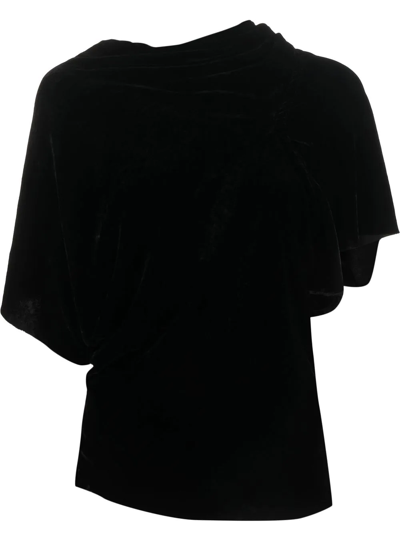 Rick Owens Asymmetric Jersey Top In Black