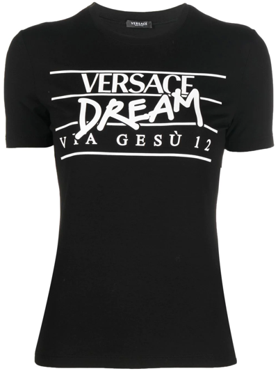 Versace Dream-print Short-sleeved T-shirt In Black