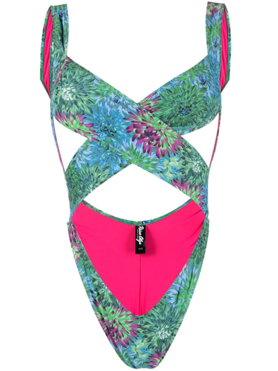 Reina Olga Cross-strap One-piece In Green