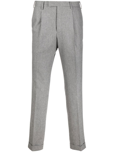 Pt Torino Grey Wool Cropped Trousers