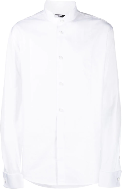 Balmain Long-sleeved Cotton Shirt In White