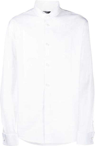 Balmain Wingtip-collar Long-sleeve Shirt In White