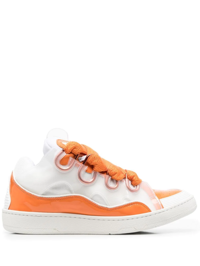 Lanvin White Curb Multi Panel Leather Sneakers