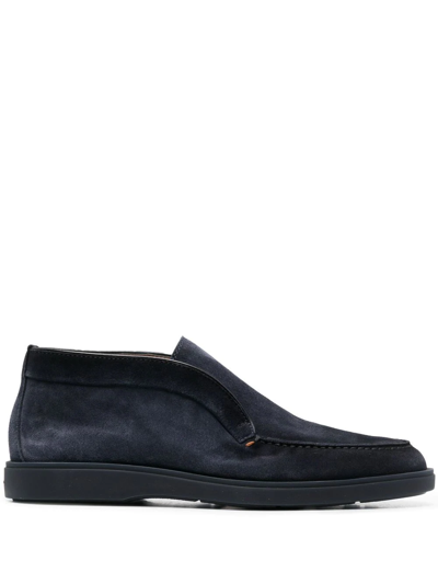Santoni Round Toe Ankle Boots In Blue