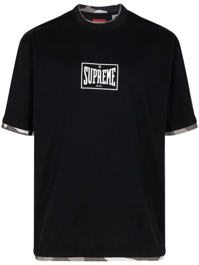 Supreme Layered Short-sleeve T-shirt In Schwarz