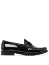 Saint Laurent Logo-plaque Leather Penny Loafers In Black