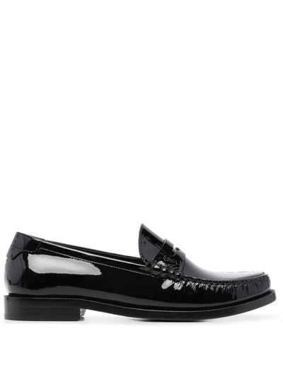 Saint Laurent Monogram Penny Loafers In Calf Leather In Black