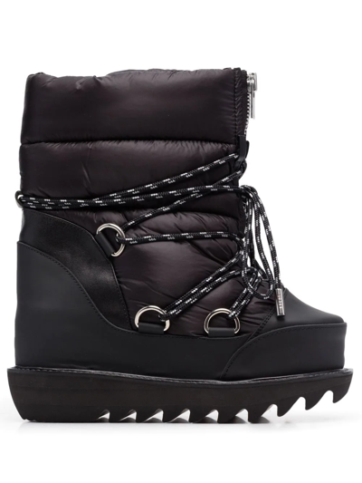 Sacai Black Padded Flat Ankle Boots