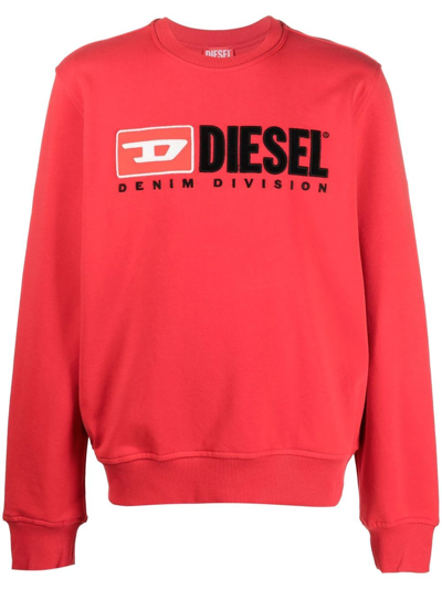 Diesel Logo-print Cotton Sweatshirt In Red