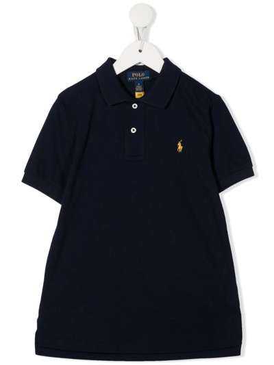 Ralph Lauren Kids' Polo Pony Embroidered Polo Top In Blau