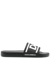 Dolce & Gabbana Black Beachwear Logo Slides In Schwarz