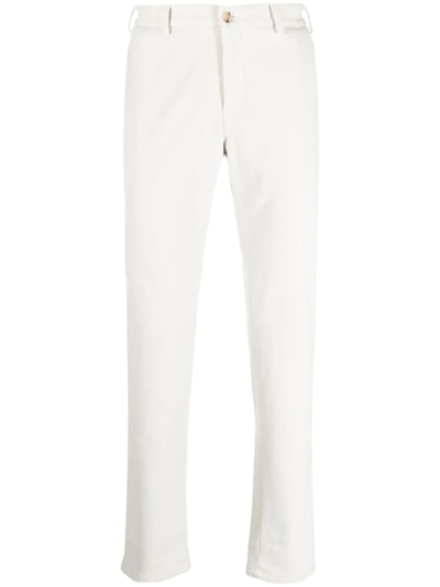 Canali Slim Cut Cotton Chino Trousers In Grau