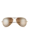 Ray Ban Ray-ban Polarized Brow Bar Aviator Sunglasses, 58 Mm In Gold/brown