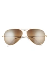 Ray Ban Ray-ban Polarized Brow Bar Aviator Sunglasses, 58 Mm In Legend Gold / Grad Dark Brown