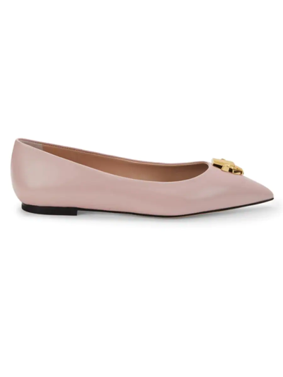 Cavalli Class Women's Point-toe Leather Ballet Flats In Nude