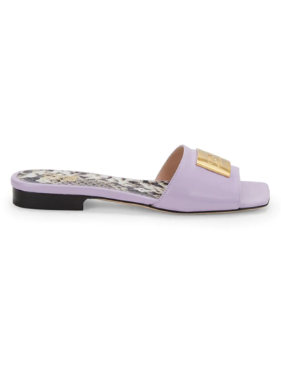 Cavalli Class Women's Leather Flat Sandals In Lilac