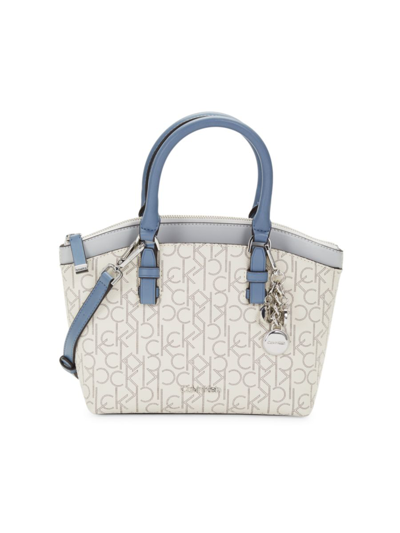 Calvin Klein Women's Kasey Logo Crossbody Top Handle Bag In White Blue