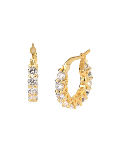 Gabi Rielle Women's Color Forward 14k Yellow Gold Vermeil & Crystal Sparkler Mini Hoop Earrings