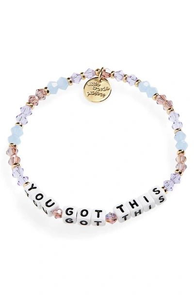 Little Words Project X Sydney Rae Bass You Got This Beaded Stretch Bracelet In Periwinkle Blue