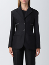 Alexander Wang Logo-print Elasticated-waist Blazer In Black