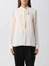 Michael Kors Pussy Bow Tie Long Sleeve Blouse In Ivory