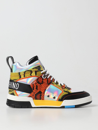 Moschino Couture Leather Sneakers In Multicolor