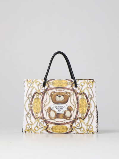Moschino Couture Vintage Print Leather Bag In White