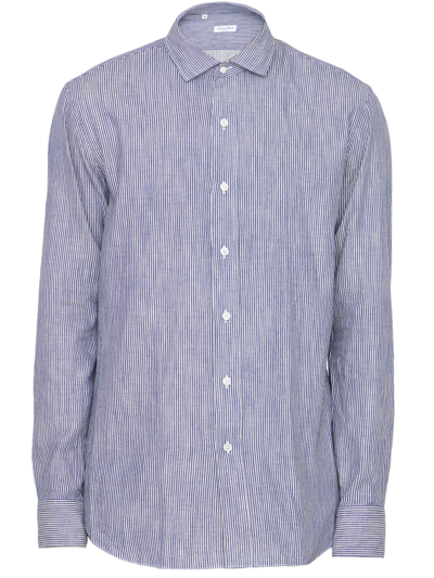 Salvatore Piccolo Striped Cotton Shirt In Light Blue