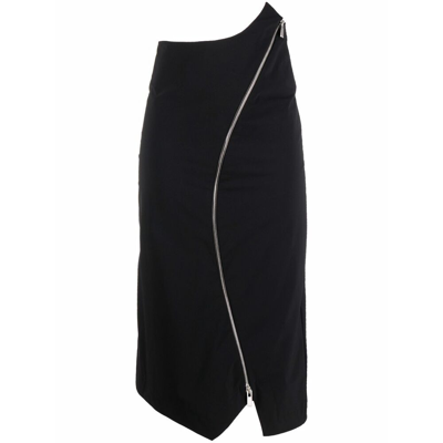 Nina Ricci Asymmetric Zip Midi Skirt In Black
