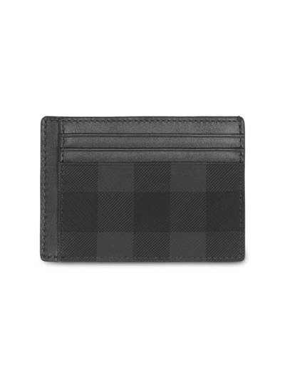 Burberry Men's Chase Check Print Clip & Card Wallet In Charcoal