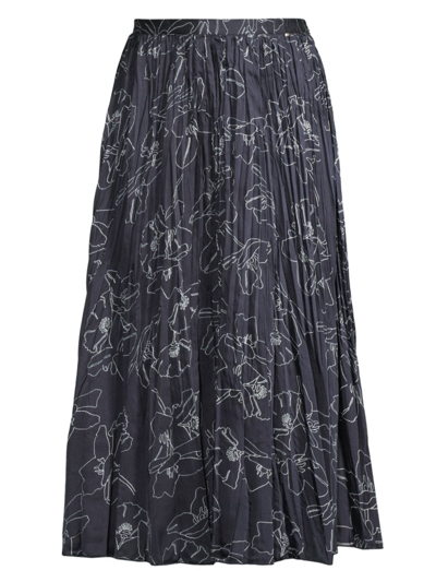 Hugo Boss Floral-print Midi Skirt In Crinkled Recycled Fabric In Patterned