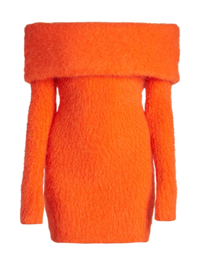 Isabel Marant Aria Off-the-shoulder Brushed-knit Mini Dress In Orange