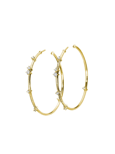 Mattia Cielo Women's Rugiada Diamanti 18k Yellow Gold, Titanium, & Diamond Hoop Earrings/1.5"