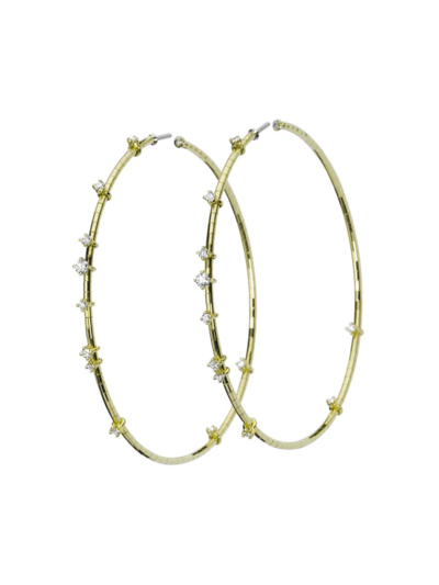 Mattia Cielo Women's Rugiada Diamanti 18k Yellow Gold, Titanium, & Diamond Hoop Earrings/2.36"