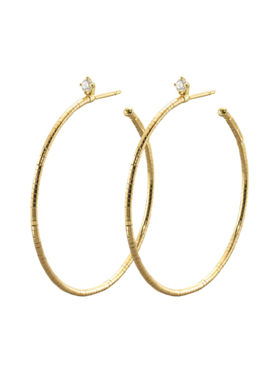 Mattia Cielo Women's Rugiada Diamanti 18k Yellow Gold, Titanium, & Diamond Hoop Earrings/1.5"