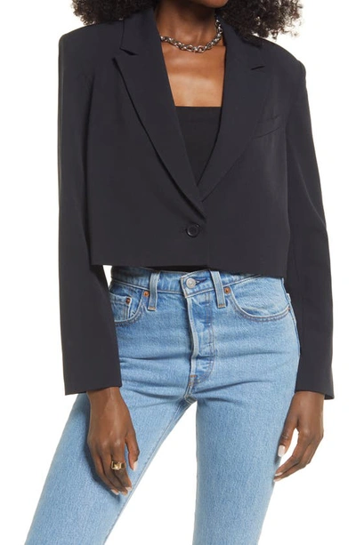 Open Edit Crop Blazer In Black